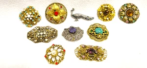 Vintage Modeschmuck um 1960 10 Teile ausgefallener Schmuck mit bunten Steinen - Bild 1 von 12