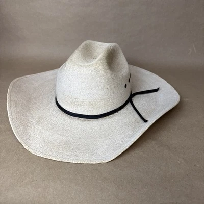 Atwood Western Hat Ivory Straw Hereford Low Crown Long Oval Men’s Size 7 1/4 - Image 1 of 4