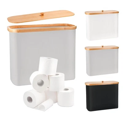 Cesta de almacenamiento, cesta con tapa para baño (gris) Foto 1 de 4