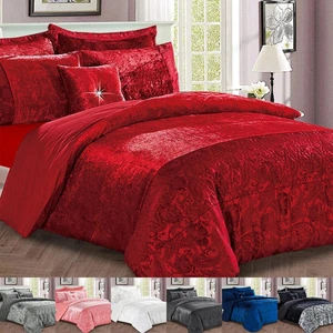 3PC Crushed Velvet Duvet Cover Set – Luxury Bedding Double & King Sizes - Picture 1 of 30