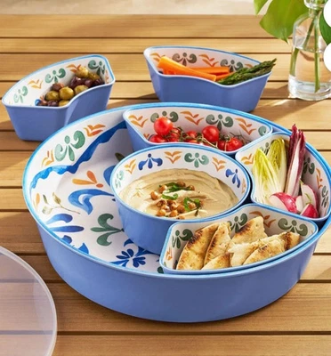 Member's Mark Melamine 6-Section Outdoor Lazy Susan Serving Set (Sky Blue) *NIB* - Image 1 of 2