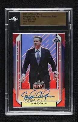 2021 Leaf Metal Pre-Production Proof Red Prismatic 1/1 John Calipari Auto 13u1 - Image 1 of 3
