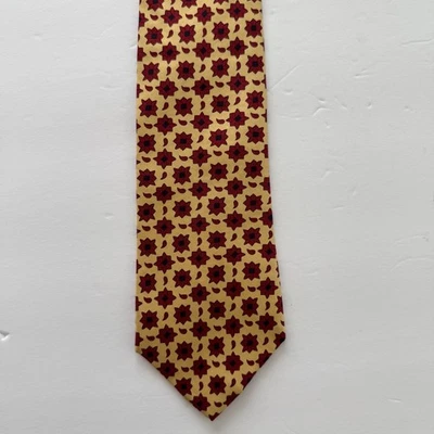 Burberrys Of London Floral Pattern Silk Tie Red Gold - Image 1 of 3