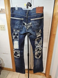 Jeans japoneses Evisu Genes ribete de mezclilla de colección talla 32 X 34 denim con retazos - Imagen 1 de 5
