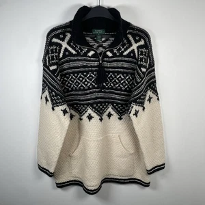 Lauren Ralph Lauren Fair Isles 1/4 Zip Sweater 100% Wool Nordic Mens Size M - Picture 1 of 20