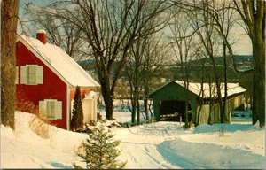 Bedell Covered Bridge South Newbury Vermont Winter Vintage Chrome Postcard B1 - Picture 1 of 2