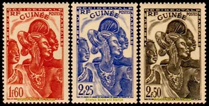 EBS French Guinea 1939-1940 - Exotic Natives - YT GU 166-168 - MINT - Picture 1 of 4