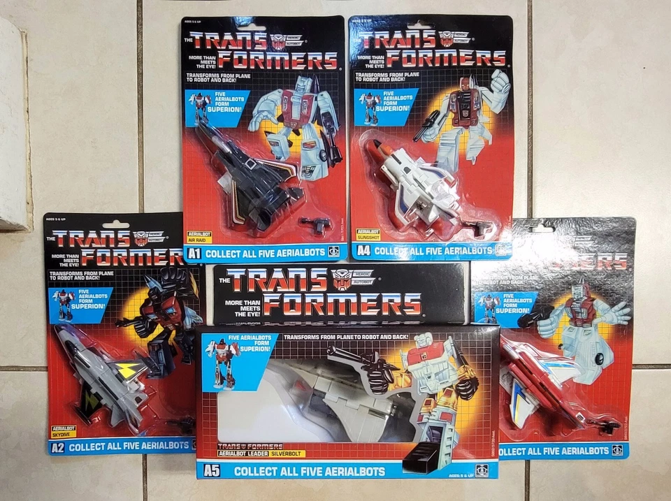 TRANSFORMERS G1 CARDED AERIALBOTS US SELLER MOSC RARE SET! SUPERION SILVERBOLT - Image 1 of 4