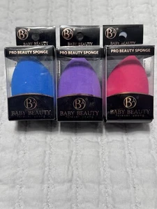 3 Pc Beauty Makeup Pink/Blue/Lavender Sponge Blender Flawless Foundation Puff - Picture 1 of 2