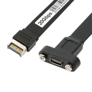 USB 3.2 Type-E IDC 20Pin Front Panel Header to USB-C Type-C Female with Panel - Picture 1 of 6