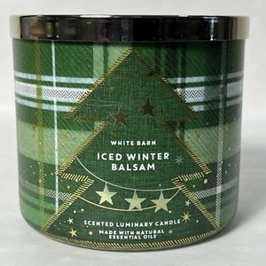 Bath & Body Works White Barn  ICED WINTER BALSAM 3 Wick Candle Out Of Season - Picture 1 of 5