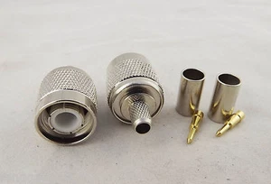 10x TNC Male Straight Crimp For RG58 RG142 RG400 RG223 LMR195 Coax RF Connector - Picture 1 of 6