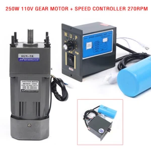 Adj. 250W Gear Motor Electric Motor Variable Speed Controller 270RPM Reversible - Picture 1 of 12