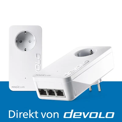 devolo Magic 2 LAN triple Powerline 3x Gigabit LAN Port 2x Adapter - Bild 1 von 4