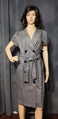 Vestido Dressbarn Mujer 12 Gris Cinturón Corpcore Moderno Chic Foto 1 de 4