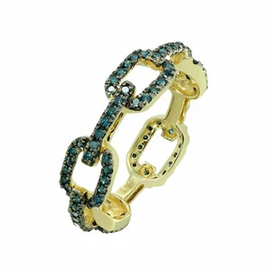 Meher's Schmuck 10K Gelbgold und 0,47ctw Blau Diamant Oval-Link Band Ring - Bild 1 von 2