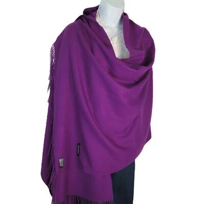 Cachemira + Seda | Mantón | Telar a mano | Hilo del Himalaya | 1 capa | Sarga | Púrpura Foto 1 de 4