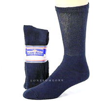 6 Pairs Mens Physicians Choice US Made VENTILATED Diabetic Navy Blue Crew Socks