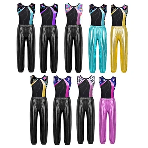 Children Girls Tracksuit Hip Hop Dance Set Printed Patchwork Dancewear Jazz - Picture 1 of 115