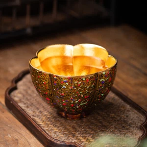 Grande set da tè in ceramica dorata laccata, tazza master, confezione regalo - Foto 1 di 13