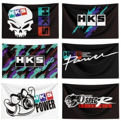 HKS Power Racing Cars Show Flag Banner Tapestry Wall Hanging Garage Décor 3x5ft - Image 1 of 4