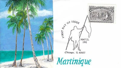 US FDC Sc # 2628 a Voyages of Columbus with hand-painted cachet  CDS - US 8236 - Image 1 of 2