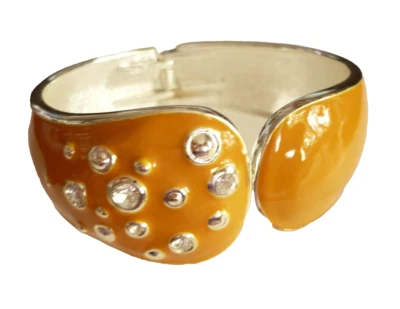 stabiler Klapp Armreif orange silber 18,5 cm Strass Modeschmuck NEU + TOP - Bild 1 von 4