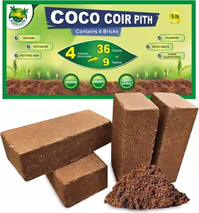 4 Bricks (5 Lb) Premium Super Washed Coco Coir, Yields 9 Gallons, Seed Starter, - Picture 1 of 12