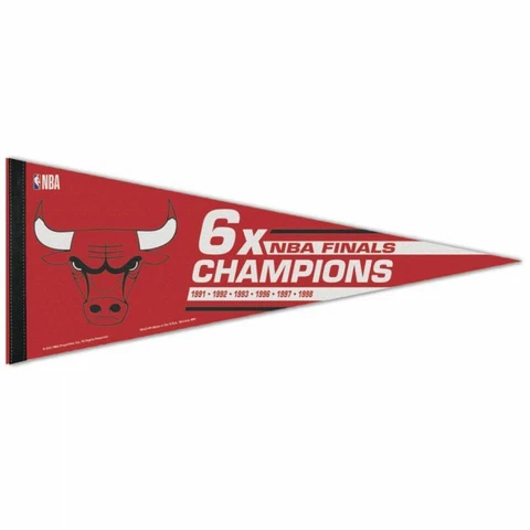 CHICAGO BULLS 6 TIME NBA CHAMPIONS PREMIUM QUALITY PENNANT 12"X30" BANNER Cover