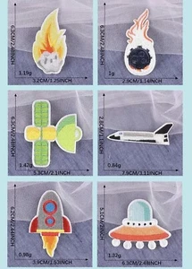 6Pcs Patch Embroidery Applique Ironing Sewing Badges Space Ship Rocket - Picture 1 of 9