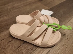 W6 New Womens CROCS GETAWAY STRAPPY SLIDE Pink  209587-6UR US - Picture 1 of 4