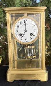 Antique C 1900 Japy Freres Crystal Regulator Mantle Clock - Needs Service - Picture 1 of 11