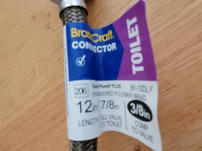 Conector BRASSCRAFT para inodoro. 12”. Trenza de polímero. B1-12DLF. NUEVO. Foto 1 de 2