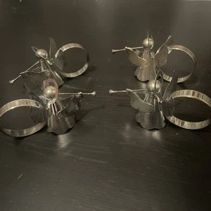 Vintage Silver Plate Christmas Angel Napkin Rings Set  Of 4 New In Box - Picture 1 of 5