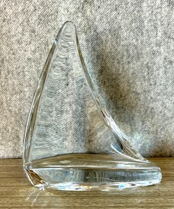 Vtg. Signed Hadeland Glasswerk Norway Full Lead Crystal Sailboat Figurine - Picture 1 of 9