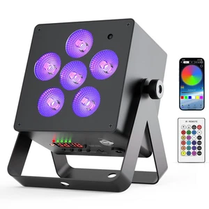 Battery Uplighter- 80W RGBWA+UV LED Par Light APP Wireless DMX Wash Wall Light - Picture 1 of 13