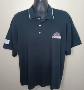 VTG 90s Colorado Rockies Men's XL MLB Polo Shirt Black Admit One Baseball Relax - Picture 1 of 7