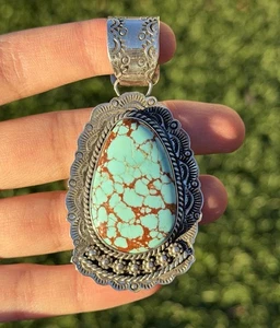 Colgante Navajo Plata de Ley Número 8 Turquesa Hecho a Mano Etta Enditto Regalo - Imagen 1 de 12