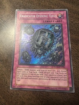 Yu-Gi-Oh Eradicator Epidemic Virus FOTB-ENO68 Super Rare LP+ - Image 1 of 4