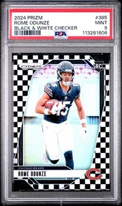 2024 Panini Prizm Roma Odunze #385 Scacchiera Bianco e Nero Prizm SP RC PSA 9 - Foto 1 di 3