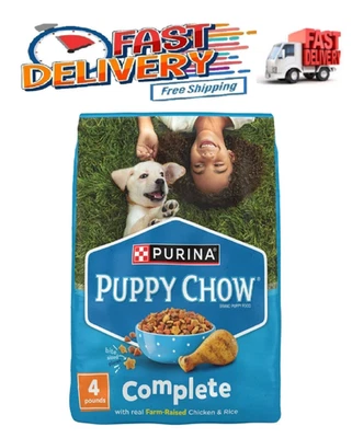 Comida seca para cachorros Purina Puppy Chow alta en proteínas, completa con pollo real, 4 lb. Foto 1 de 4
