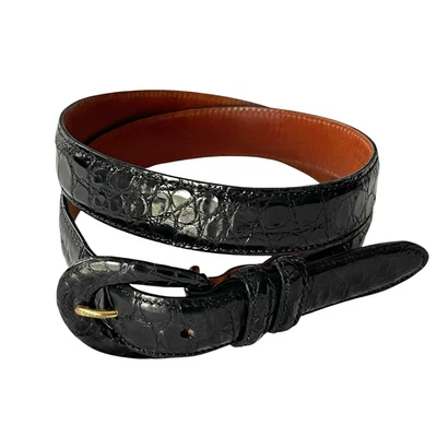 Ralph Lauren American Alligator Dark Brown Silver Buckle Small 26"-28" Italy - Image 1 of 4