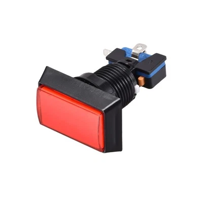 Game Push Button 49x33 Rectangle 12V LED Illuminated Push Button Switch Red 1pcs - Image 1 of 3