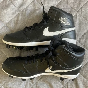 Nike Air Jordan 1 MCS Retro Black White Baseball Cleats Mens Size 11 AV5354-001 - Picture 1 of 13