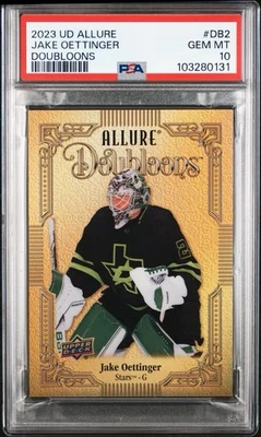 2023 UPPER DECK ALLURE DOUBLOONS JAKE OETTINGER DB2 PSA 10 GEM MINT POP 1 STARS - Image 1 of 3