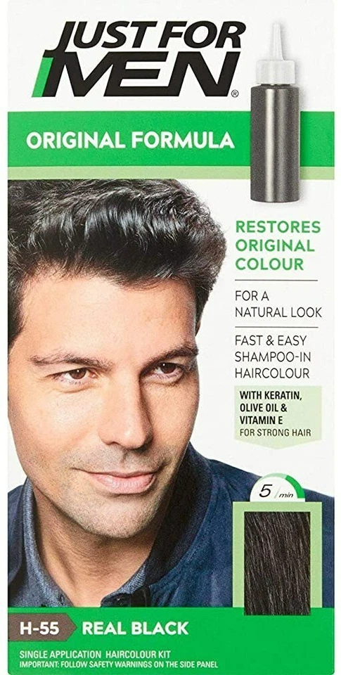 Just for Men H-55 REAL BLACK Hair color Shampoo In green - Image 1 of 1