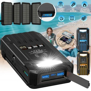 40000mAh USB Solar Panel Folding Power Bank Outdoor Camping Hiking Phone Charger - Picture 1 of 16