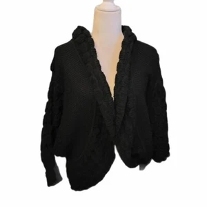 Nicole Sabbattini schwarz Acryl offener Pullover Schal Kragen Blase Strukturiert Strick L - Bild 1 von 5
