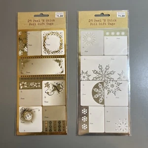 42 pegatinas de Navidad etiqueta de regalo variedad aleatoria pelar y pegar regalo oro plata - Imagen 1 de 5