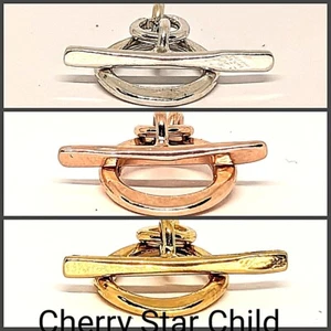 925 sterling silver 14k rose yellow gold pl stamped irregular toggle clasp 2pcs - Picture 1 of 7